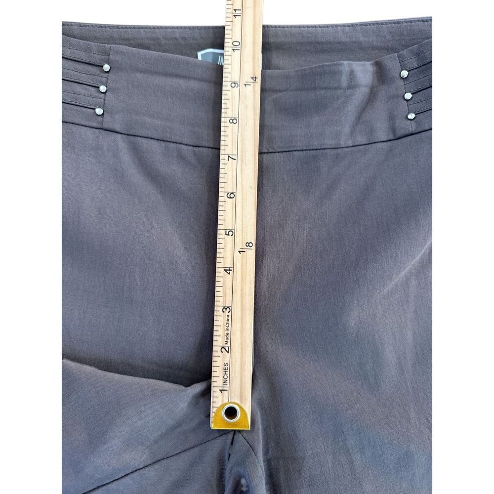 JM Collection Stretch Taupe Career Pants Wide Waistband Stud Detail‎ Size M - Picture 4 of 9